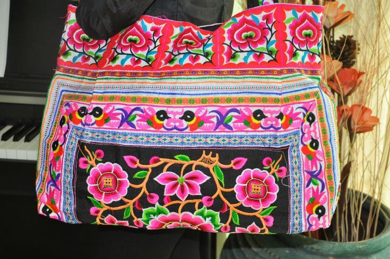 Hmong Ethnic handmade bag vintage thailand.Embroidery purse Boho