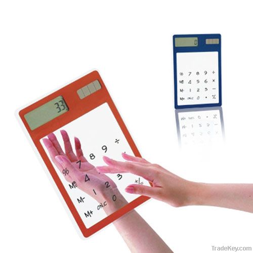 Ultra Thin Solar Power Touch Screen Transparent Promotional Calculator