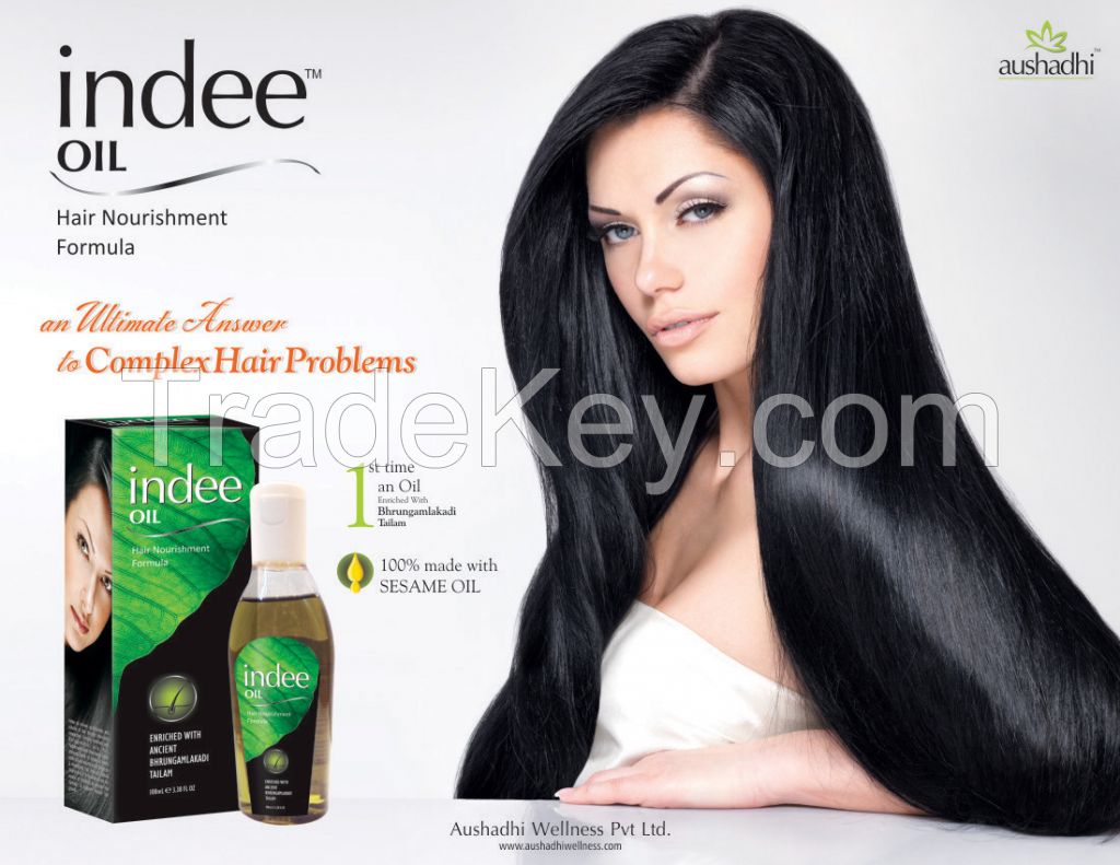 Indee herbal hair oil uses heena for natural shiny hair