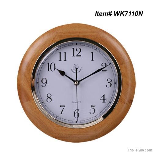 Wooden wall clock with decorative ring