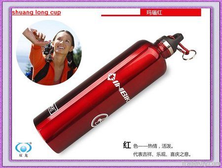 Single wall 750ml hot sports water bottle with carabiner