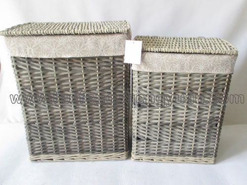 wooden chip tall wicker laundry storahe basket