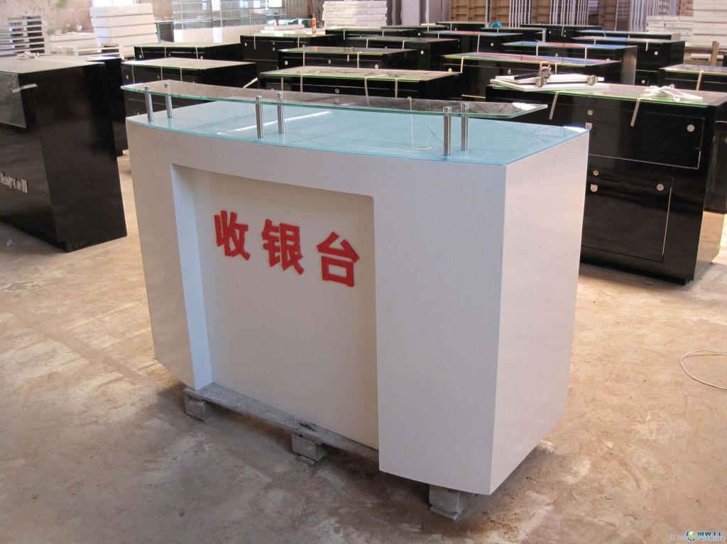 wooden cashier counter table for supermarket/store