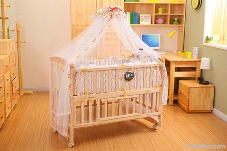 Functional baby solid wood bed