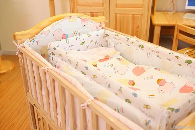 baby solid wood bed and playpens with cradle