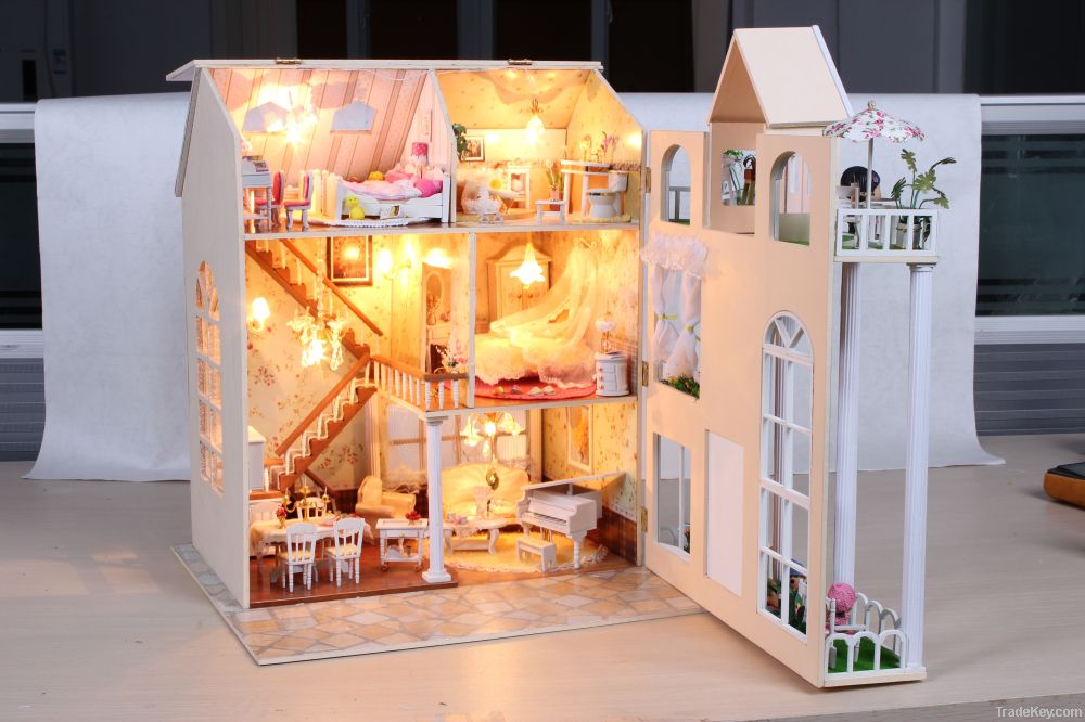 2013 DIY doll house, dollhouse with furniture, wooden dollhouse miniat