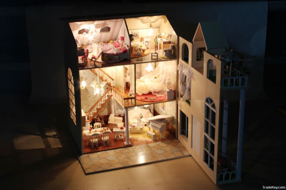 2013 DIY doll house, dollhouse with furniture, wooden dollhouse miniat