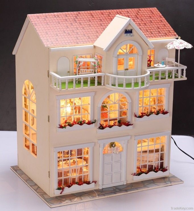 2013 DIY doll house, dollhouse with furniture, wooden dollhouse miniat