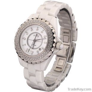 hot selling diamond black and white wrist watch for men and women