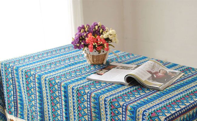 Modern style cotton-linen blending weaving diffirent size table clothes household simple