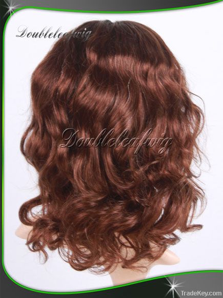 brown Brazilian virgin hair wave with full lace wig