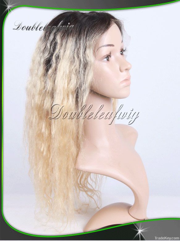 Beautiful celebrity wig blonde ombre human hair with full lace wig