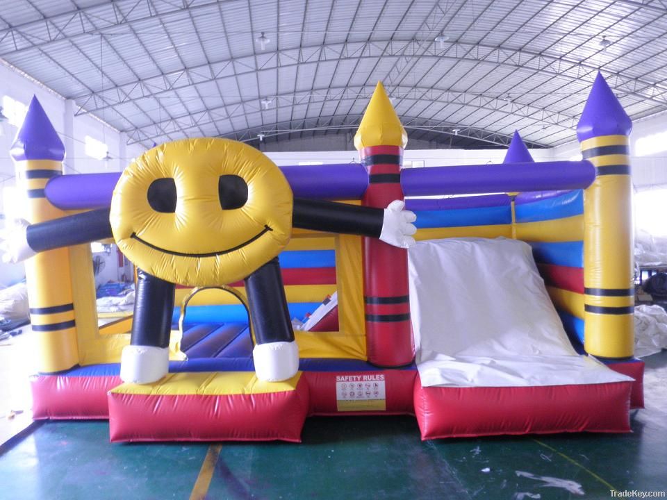 Top fun inflatable bouncy castle with slide