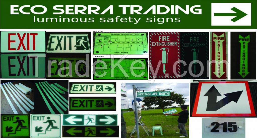 PHOTOLUMINESCENT/LUMINOUS/GLOW IN THE DARK SAFETY SIGN