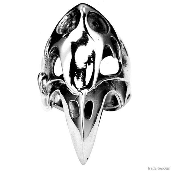 Cool Stainless Steel Gold-Plated Iron Cross German Helmet Skull Ring