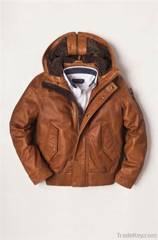 Kids Leather Jacket With Hood