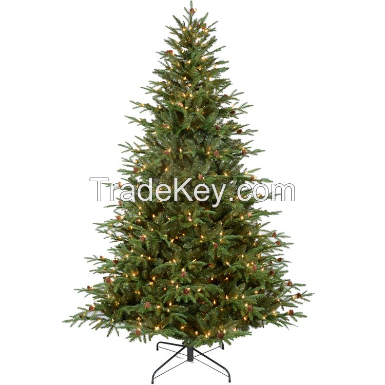 Artificial Pine Christmas Tree Pre-Lit UL Certified Warm White clear Lights with Metal Stand