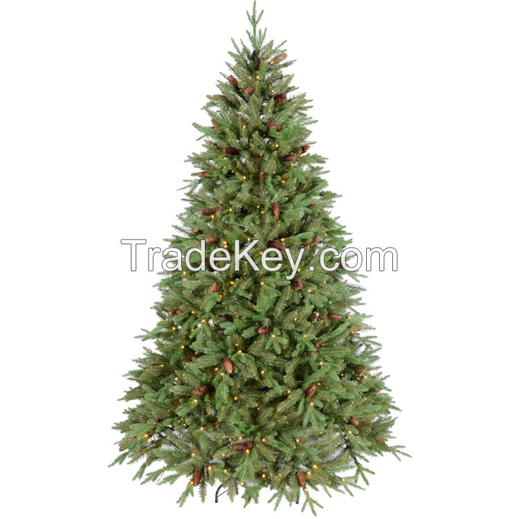 7 Ft Prelit Premium Spruce Hinged Artificial PE Christmas Tree With 550 LED Lights