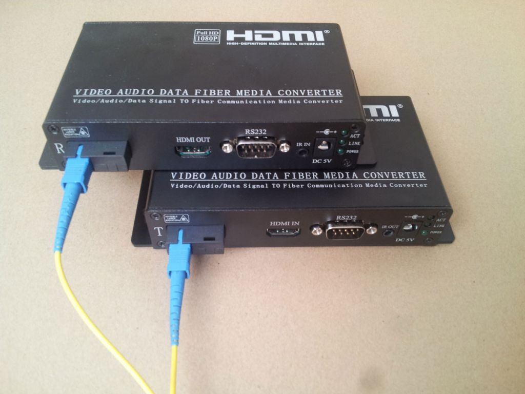 Fiber optic HDMI with Embedded audioTransmitter And Receiver 40km