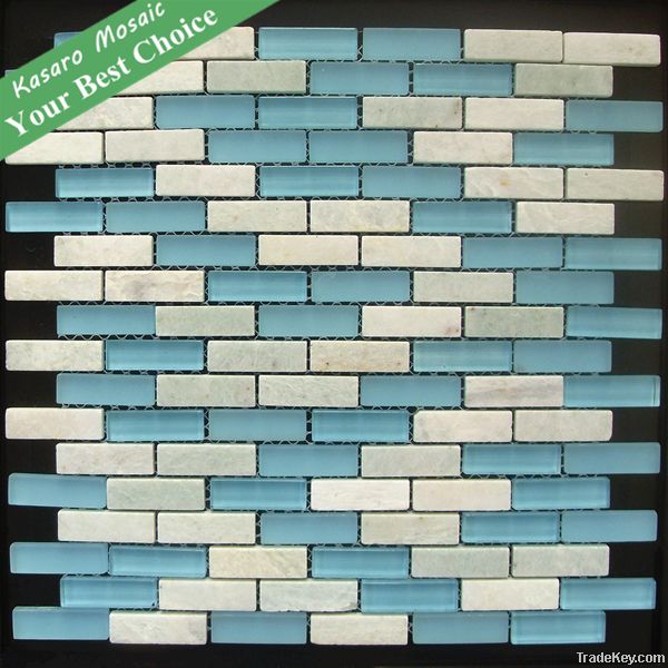 Crystal Glass White Marble Decorative Glass Mosaic Tile Wall(KN-130124