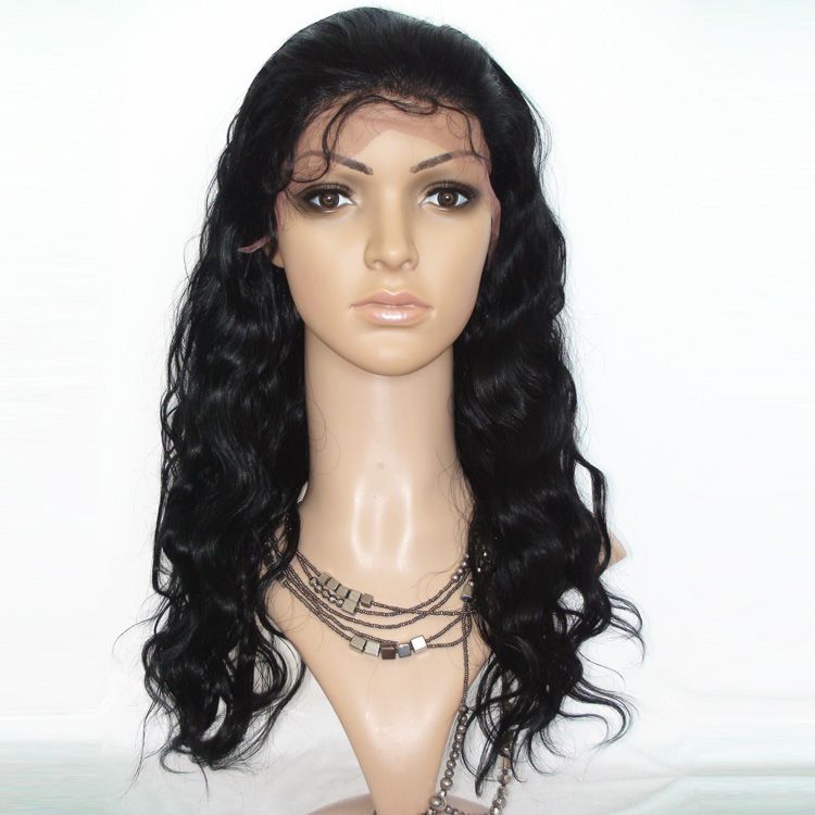 Brazilian Virgin Human Hair Full Lace Wigs 1# Jet Black Body Wave 120% density 8 inch to 24inch Factory Slae