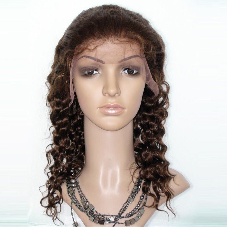 Brazilian Virgin Human Hair Lace Front Wigs 4# Medium Deep Wave 120% density 8 inch to 24inch Factory Slae 