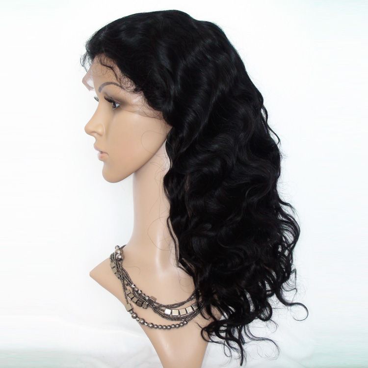 Brazilian Virgin Human Hair Full Lace Wigs 1# Jet Black Body Wave 120% density 8 inch to 24inch Factory Slae 