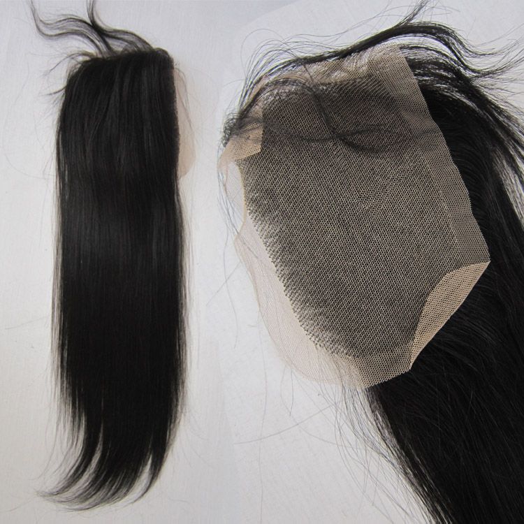 Brazilian Virgin Human Hair (4*4 ) Top Lace Closure Straight Free Part Swiss Lace Or France Lace