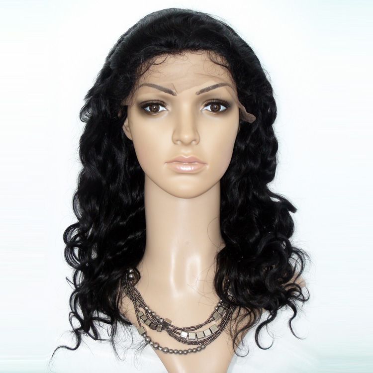 Brazilian Virgin Human Hair Full Lace Wigs 1# Jet Black Body Wave 120% density 8 inch to 24inch Factory Slae