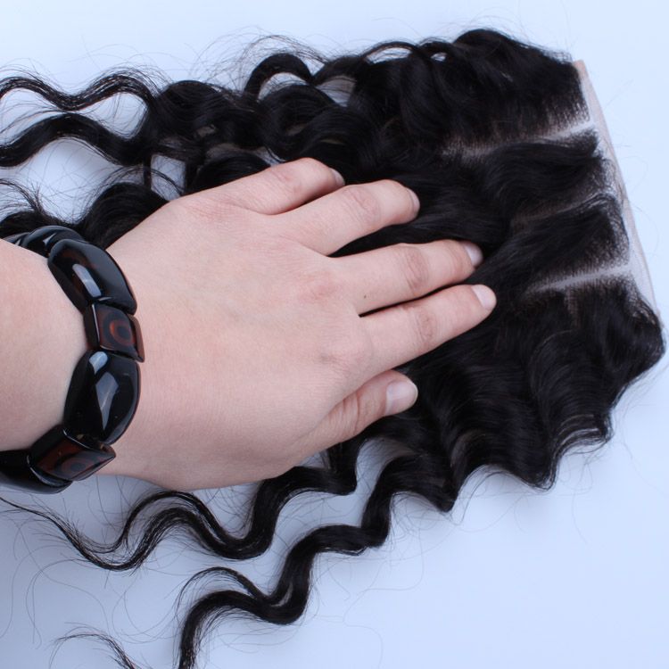 Brazilian Virgin Human Hair (4*4 ) Top Lace Closure Deep Wave Three Part Swiss Lace Or France Lace