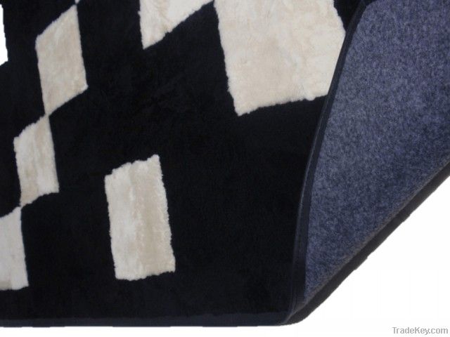 sheepskin fur rug with leather frame