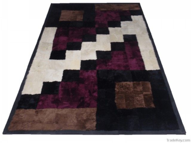 sheepskin fur rug with leather frame