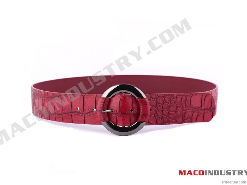 Wide High Waist Crocodile Print Belt - Maco222