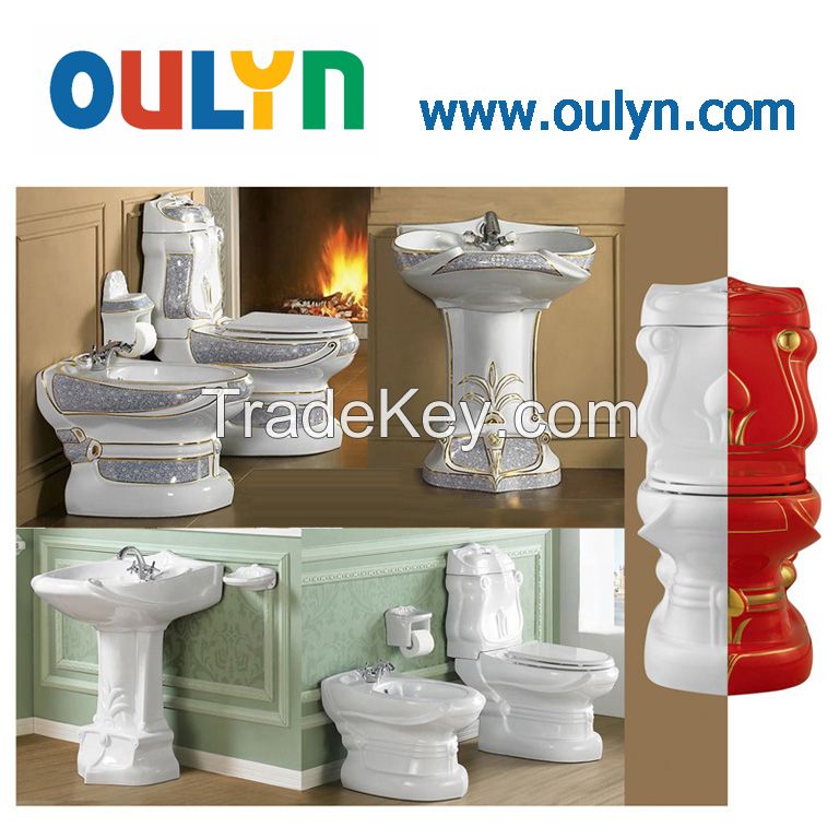 color design two-piece toilet &amp;amp; pedestal basin &amp;amp; bidet