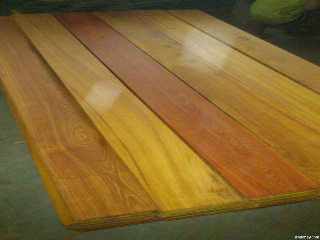 Wood flooring and flooring board