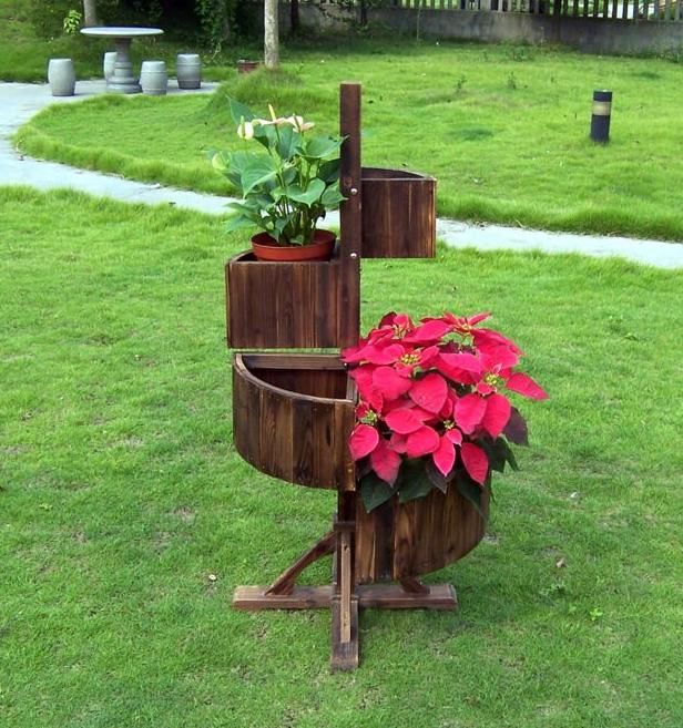 decorative wooden flower planter