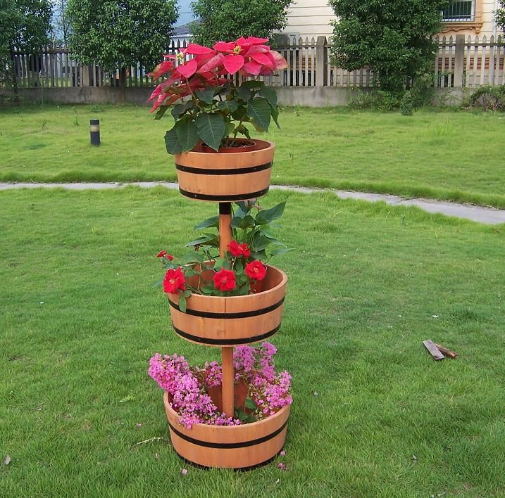 decorative wooden flower planter