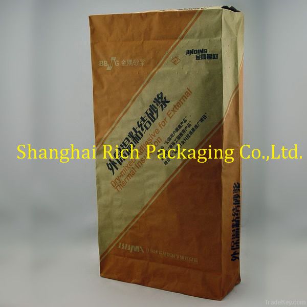 20kg/40kg Mortar/cement brown kraft paper bag with high strength