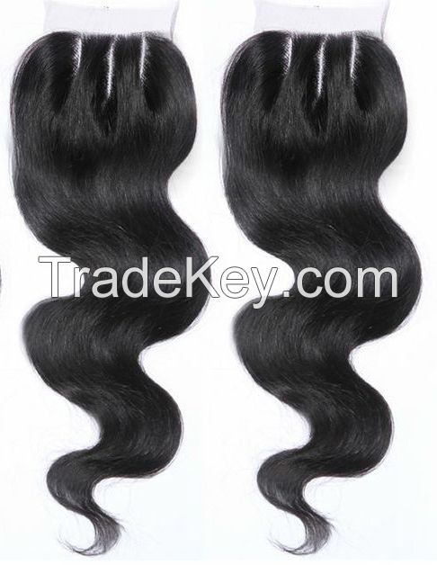 Brazilian 3 way part lace closure bleached knots body wave lace front closure 4x 4 brazilian helene lace closure free shipping