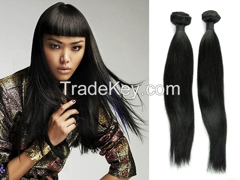 Cheap unprocessed virgin brazilian human hair extensions silky straight natural color 8-28inch on 15% discount free shipping