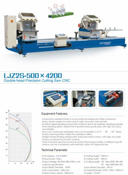 LJZ2S-500X4200 Aluminum Double Head Cutting Saw