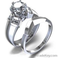 1 1/3 ctw Six Prong Round Brilliant Channel Wedding Set in 18k White G