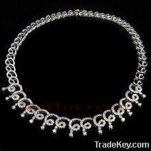 14K Gold Womens Diamond Necklace Swirl Motif 9.18ct