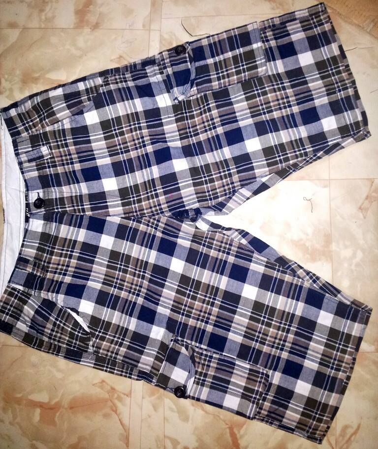 mens check 3 quarter pants