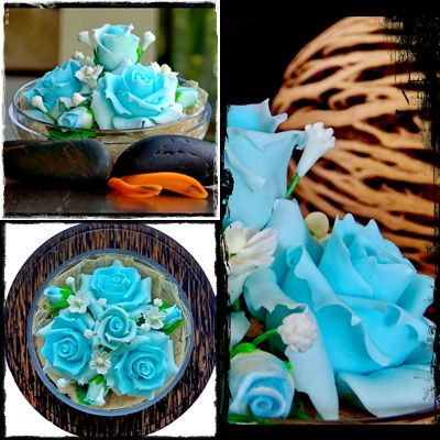Calming Blue Handmade Soap Carved Flower