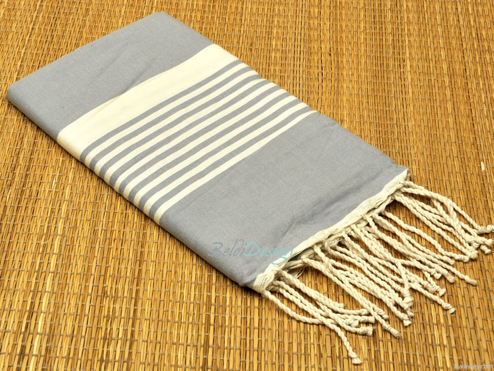 Bi-color Striped Fouta Flat Hammam Towels Pestemal Towel