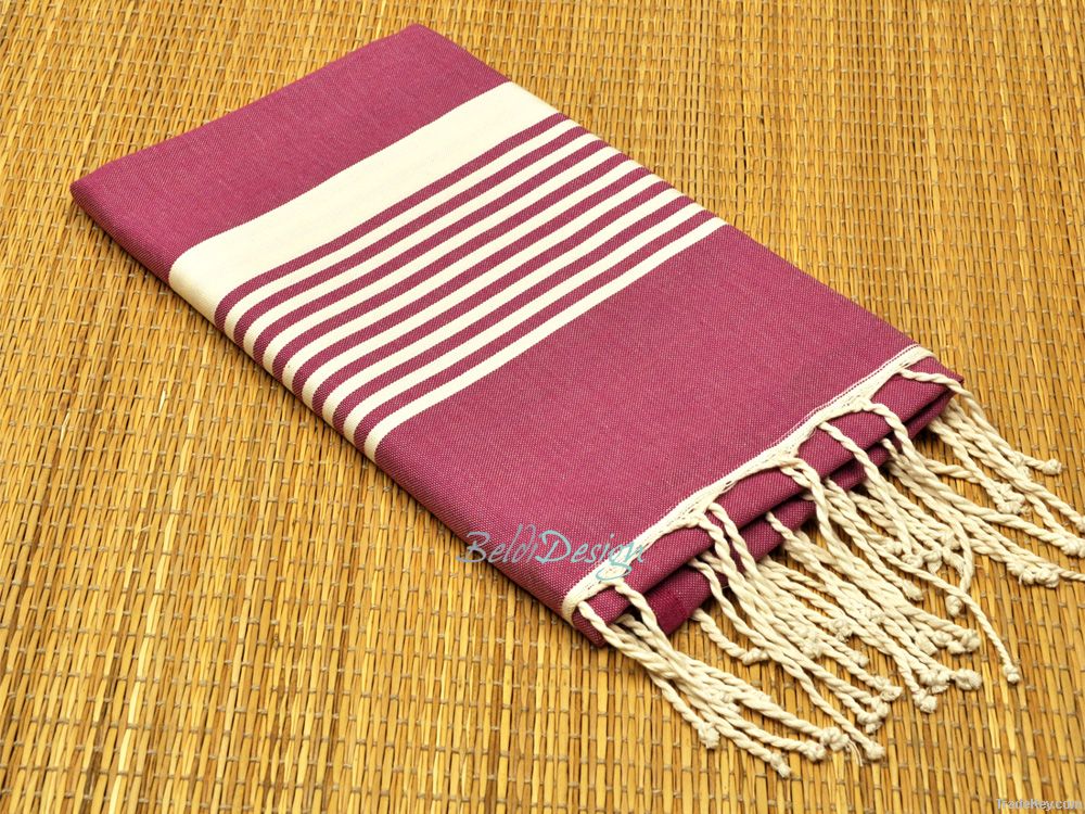 Bi-color Striped Fouta Flat Hammam Towels Pestemal Towel