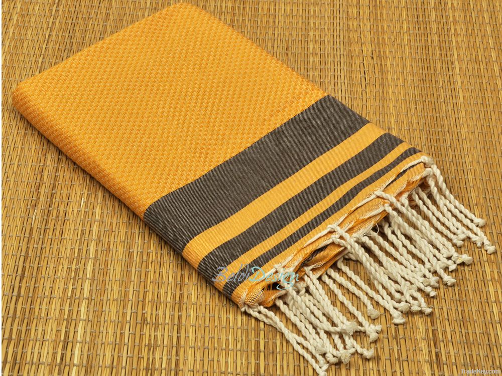 Waffle Weave Tri-striped Fouta Hammam Towels Pestemal Towel