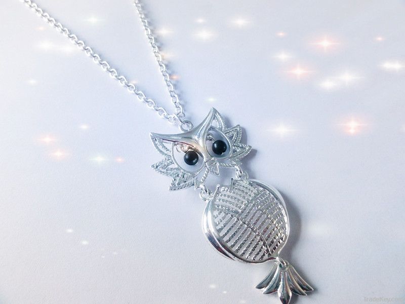 fashion silver-plated owl necklace jewelry