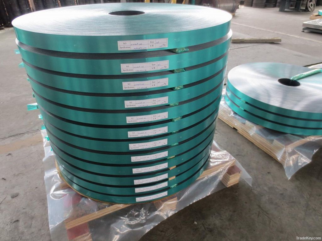 Copolymer coated steel tape for cable armoring